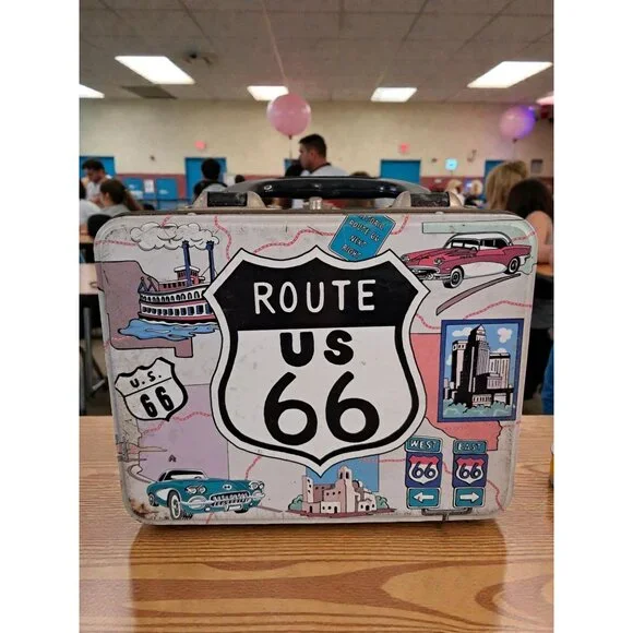 Vintage 2000 Retro Historic US Route 66 Metal Lunchbox Nostalgic Americana Colle - Picture 2 of 11